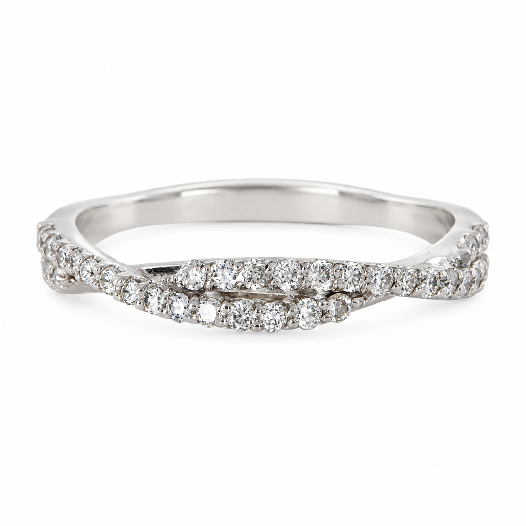 0.25 CTW Diamond Twisted Band, 14K White Gold
