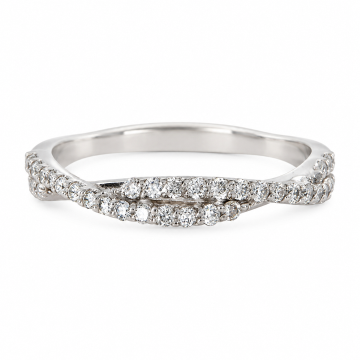 0.25 CTW Diamond Twisted Band, 14K White Gold