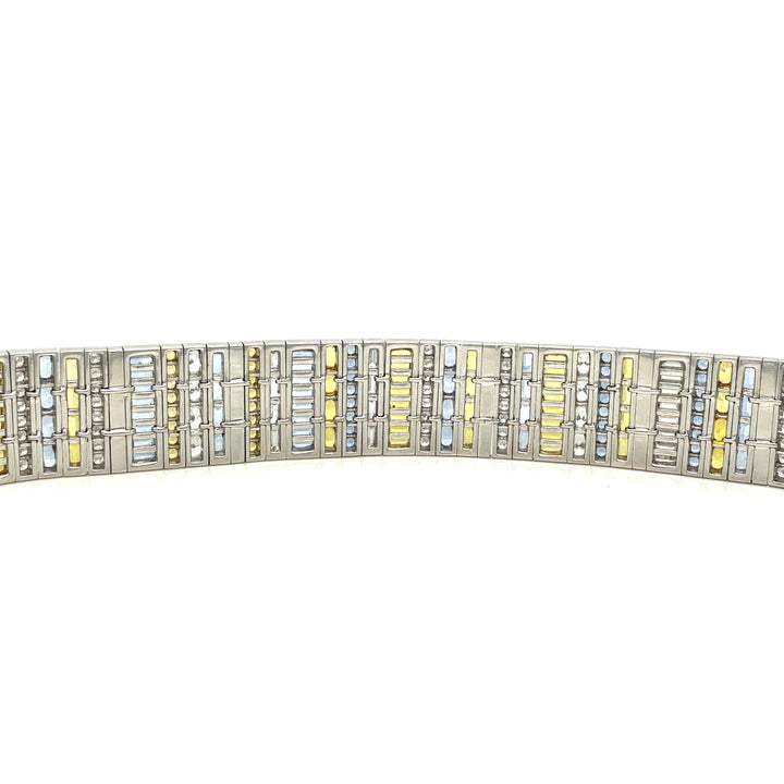 Robert Procop 19.31 CTW Blue &amp; Yellow Mix Cut Sapphires and 6.39 CTW Mix Cut Diamonds Platinum Bracelet