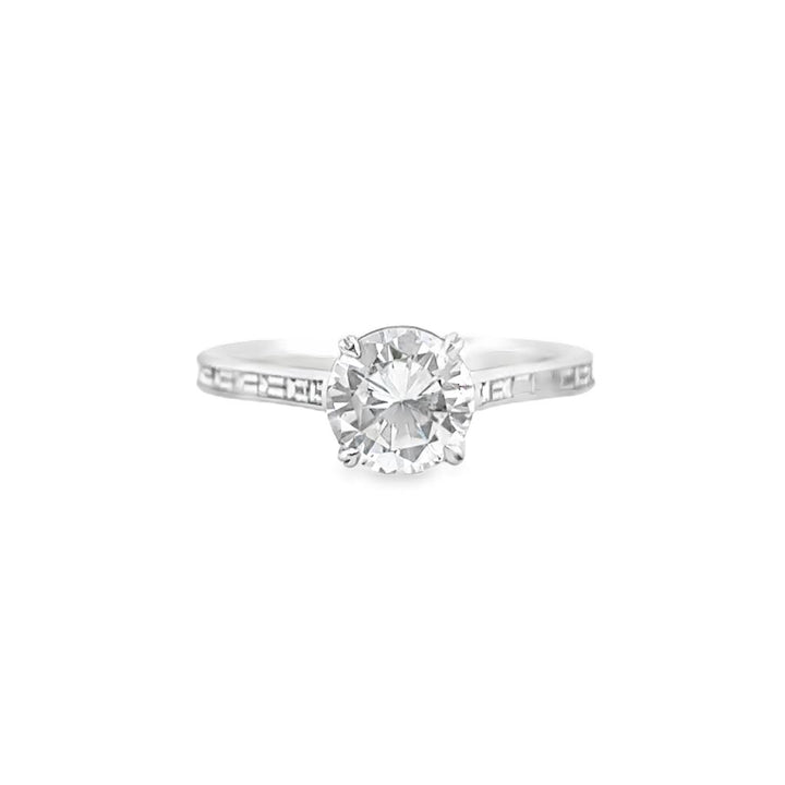Straight Baguette Engagement Semi-Mount 18K White Gold Ring
