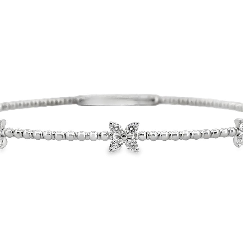 0.36 CTW Diamond Flower Flexible Bangle in 14K White Gold
