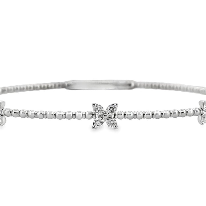 0.36 CTW Diamond Flower Flexible Bangle in 14K White Gold