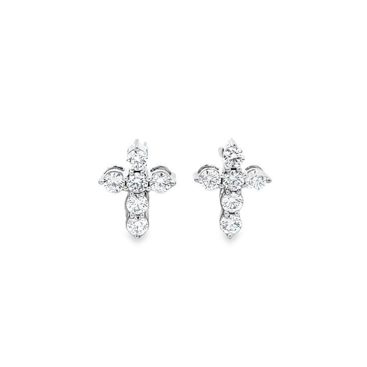 0.92 CTW Diamond 14K White Gold Cross Stud Earrings