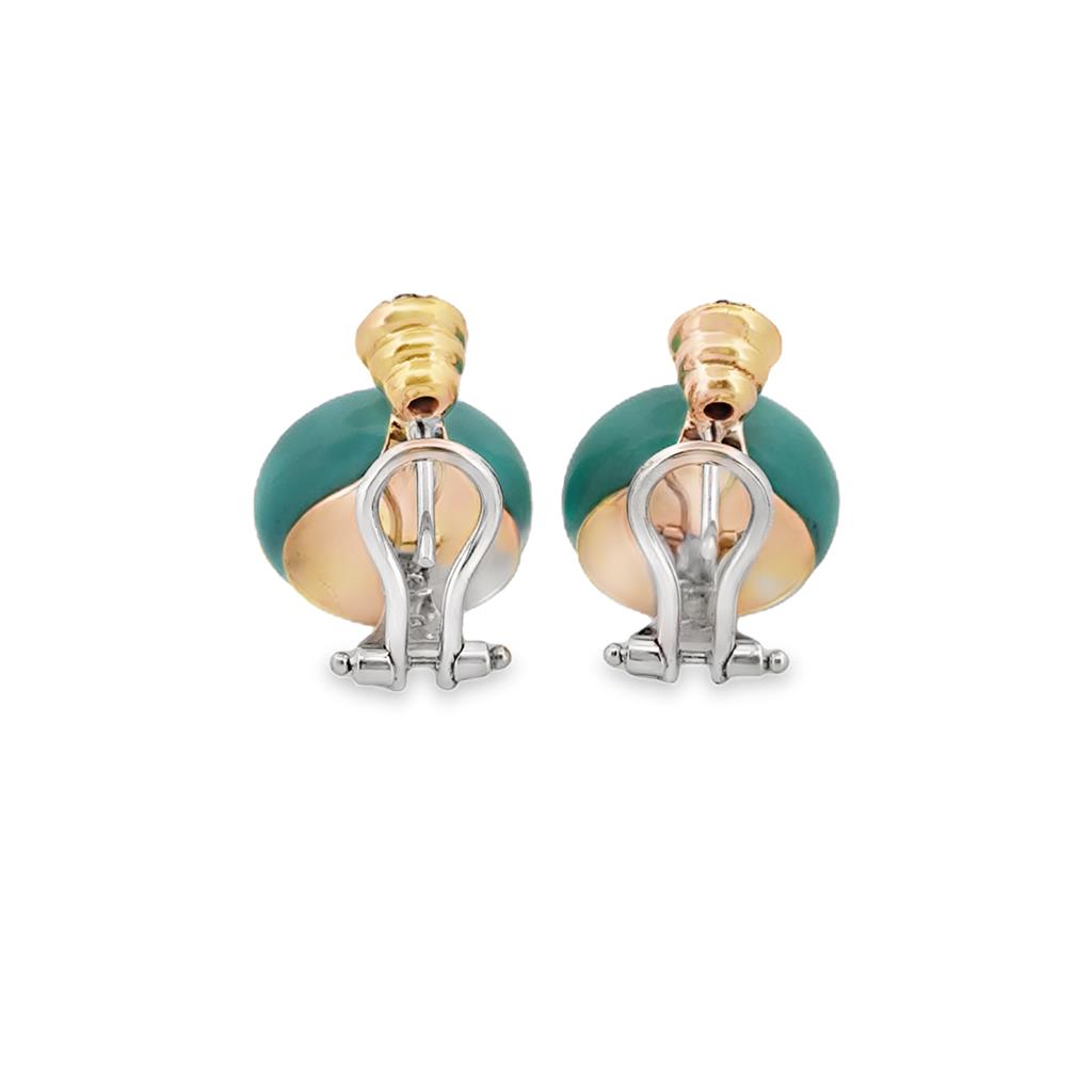 Persian Turquoise & 0.10 CTW Diamond Earrings in 18K Yellow & White Gold