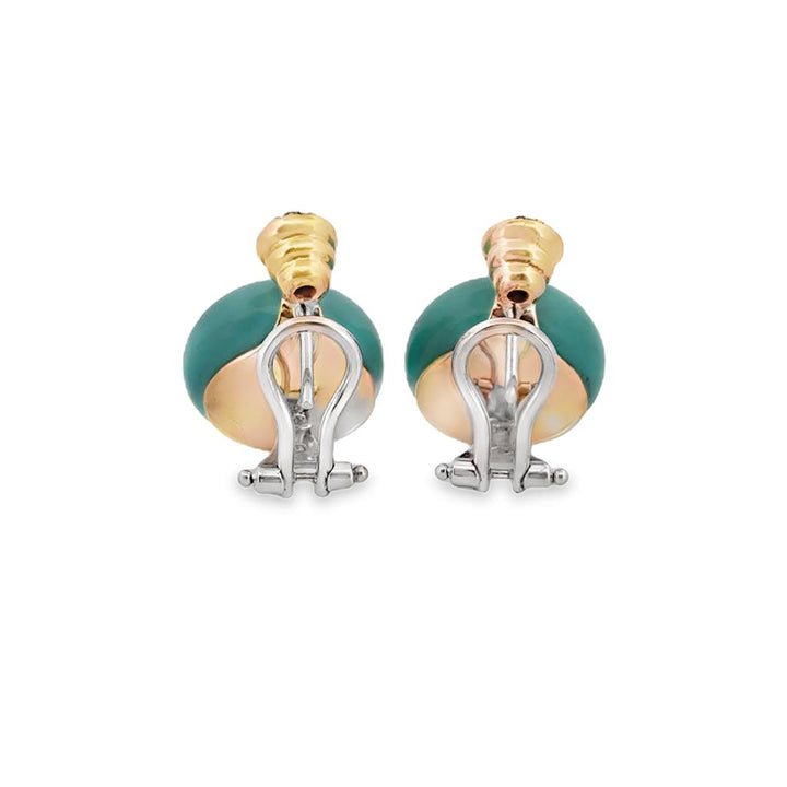 Persian Turquoise & 0.10 CTW Diamond Earrings in 18K Yellow & White Gold