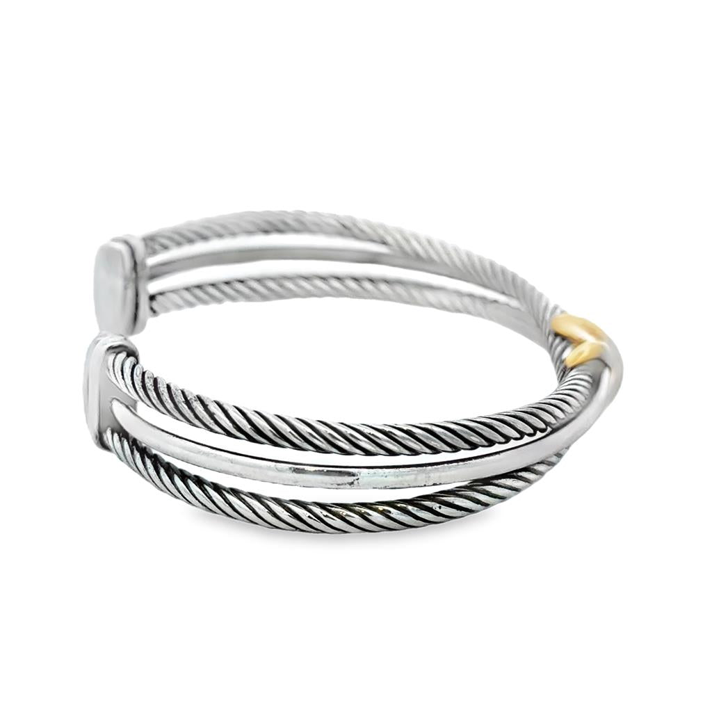 Pre-Owned David Yurman Sterling Silver & 18K Yellow Gold Cuff Bracelet – 6.5mm