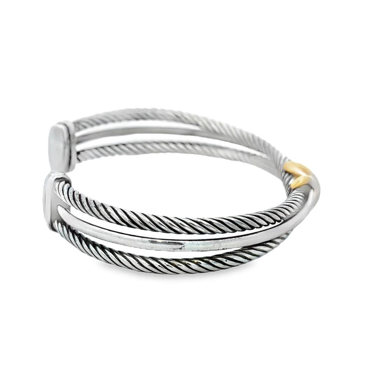 Pre-Owned David Yurman Sterling Silver & 18K Yellow Gold Cuff Bracelet – 6.5mm