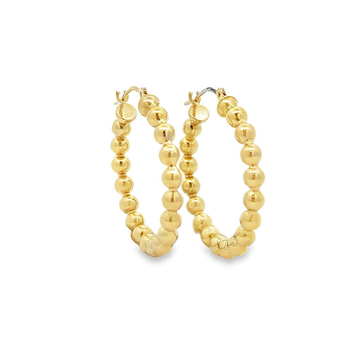 Pre-Owned 14K Yellow Gold Ball Hoop Earrings – 1"