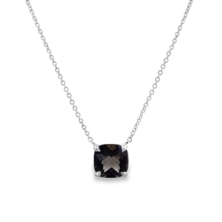 Tiffany & Co. Smoky Quartz 8mm Cushion-Cut Necklace, Sterling Silver