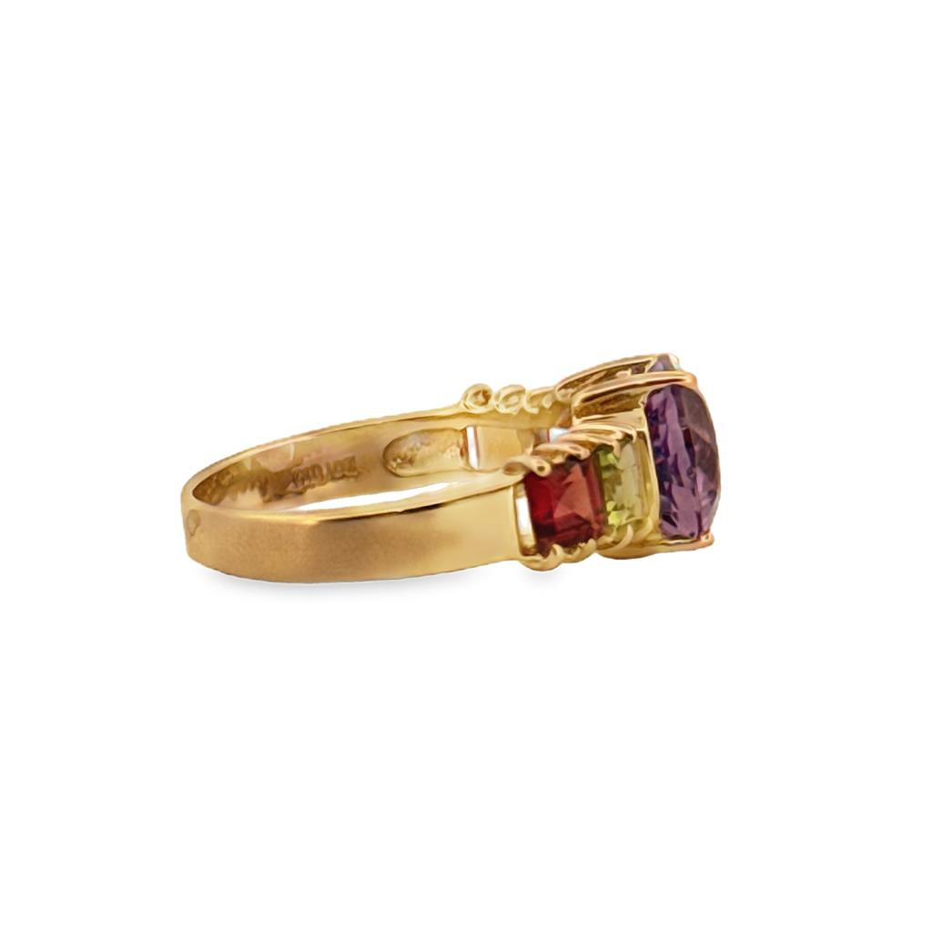 Amethyst & Multi-Gemstone 10K Yellow Gold Ring