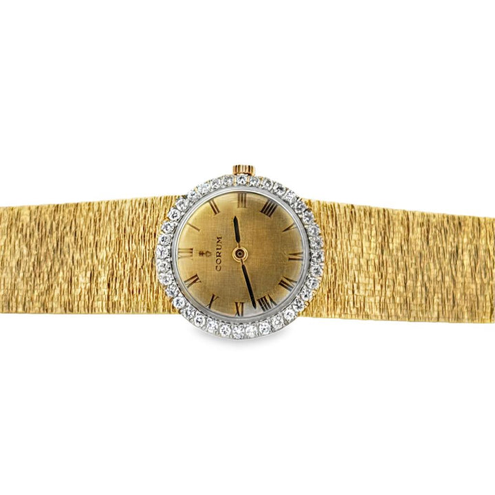 Corum Ladies 18K Yellow Gold Watch with 0.75 CTW Diamond Bezel – 24mm