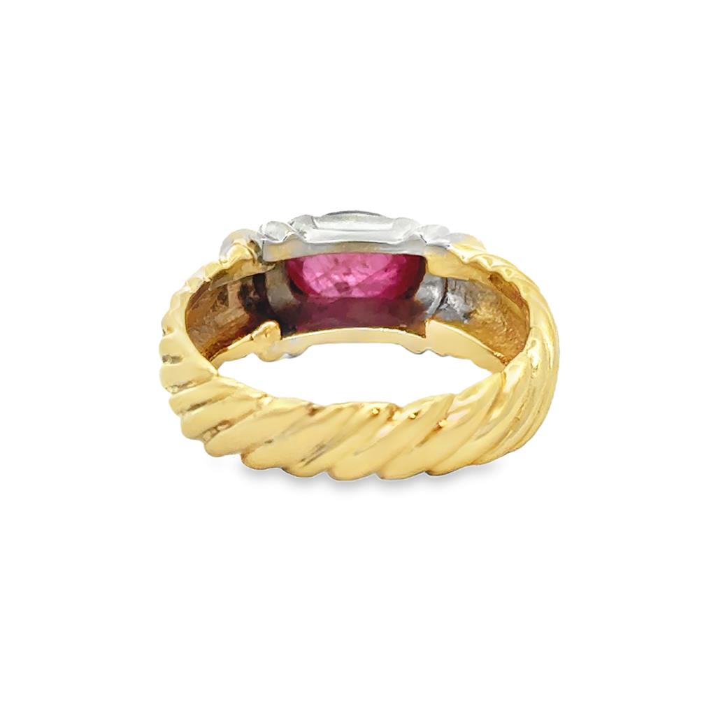 14K Two-Tone Gold 7.5mm Ruby Ring