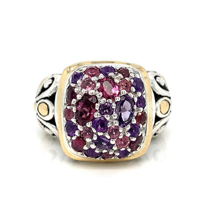 Amethyst and Tourmaline Two Tone Ring