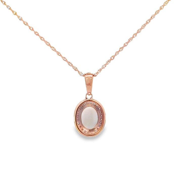 0.79 CT Oval Opal & 0.15 CTW Diamond Pendant Necklace in 14K Rose Gold