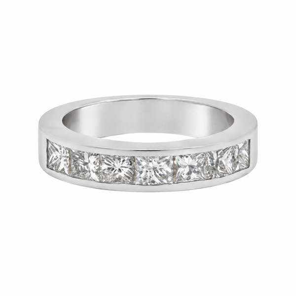 1.42 CTW Princess Cut Diamond 18K White Gold Channel Set Ring