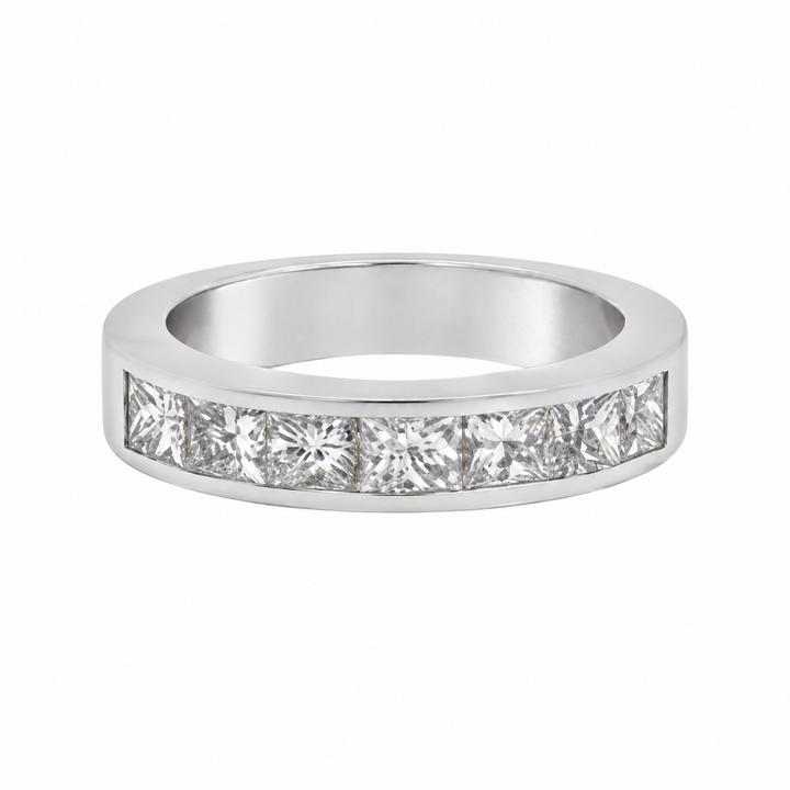 1.42 CTW Princess Cut Diamond 18K White Gold Channel Set Ring