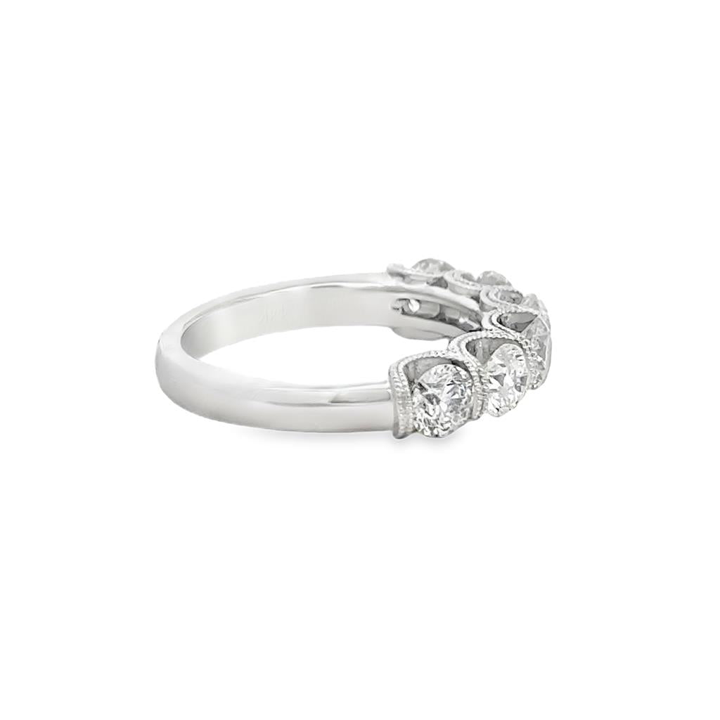 1.85 CTW Diamond 14K White Gold Wide Band with Milgrain Detail