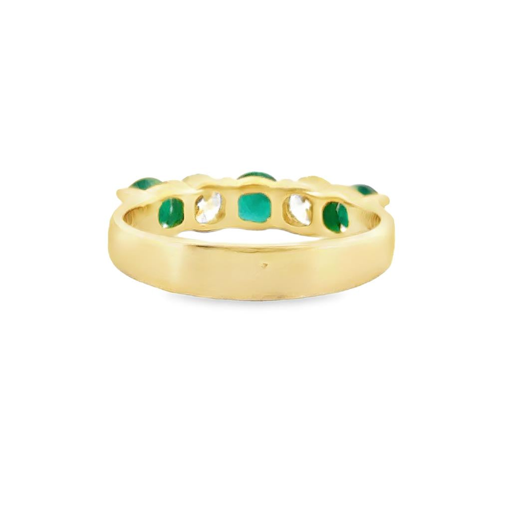 0.60 CT Diamond and 0.90 CTW Emerald Band, 14K Yellow Gold