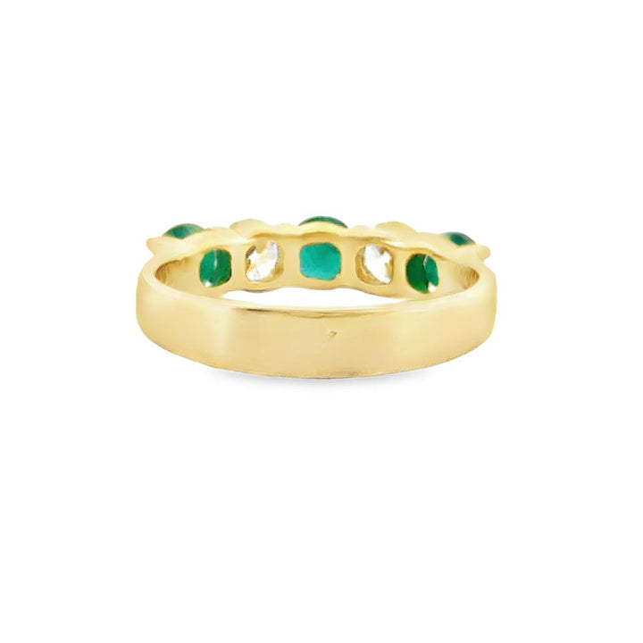 0.60 CT Diamond and 0.90 CTW Emerald Band, 14K Yellow Gold