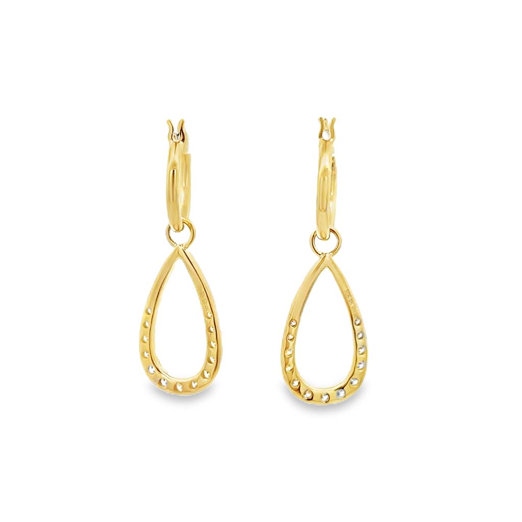 0.47 CTW Diamond 14K Yellow Gold Convertible Teardrop Drop & Hoop Earrings