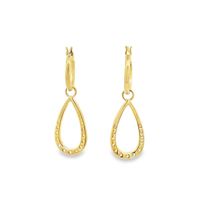 0.47 CTW Diamond 14K Yellow Gold Convertible Teardrop Drop & Hoop Earrings