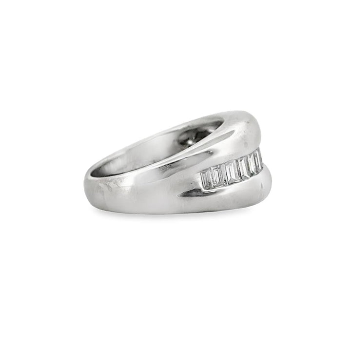 0.93 CTW Baguette Diamond 18K White Gold Ring – 10.5mm Top Width