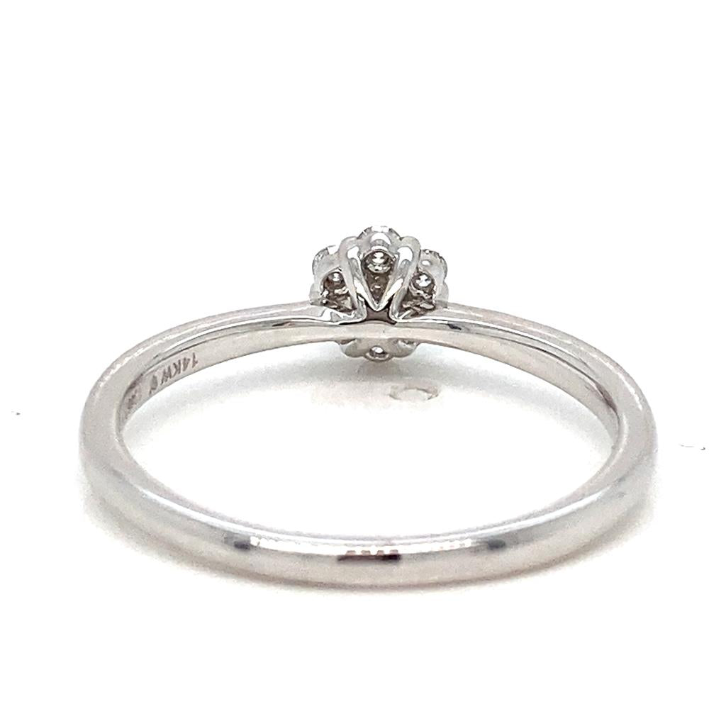 0.22 CTW Round Diamond 14K White Gold Floral Design Ring