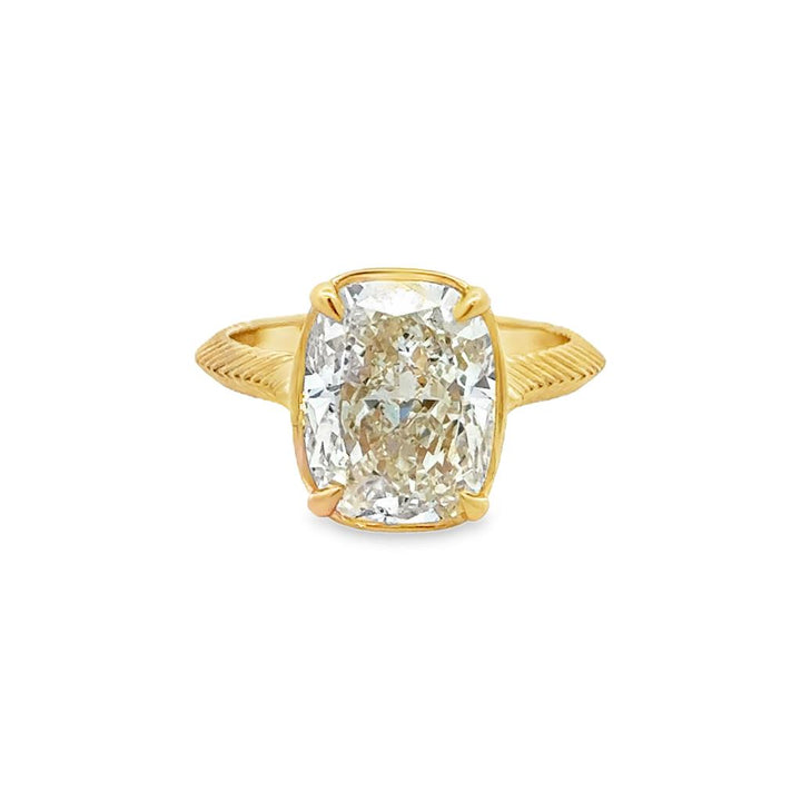 5.32 CT Diamond 18K Yellow Gold Elongated Cushion Cut Engagement Ring