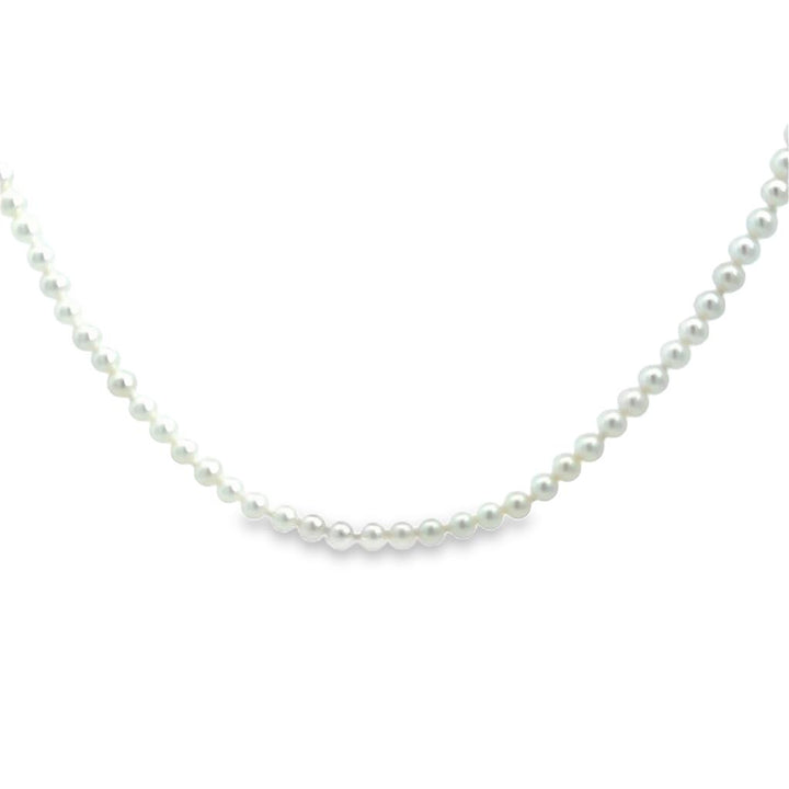 3.50mm White Pearl 14K Yellow Gold Clasp Strand Necklace – 18"