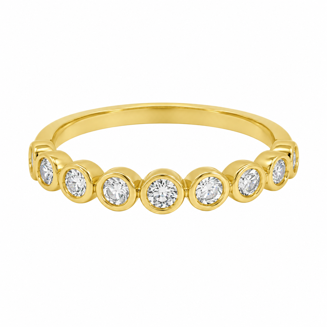 0.25 CTW Diamond 14K Yellow Gold Bezel Set Wedding Band Ring