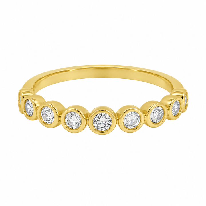 0.25 CTW Diamond 14K Yellow Gold Bezel Set Wedding Band Ring