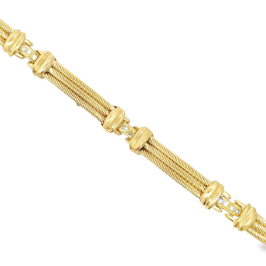 0.08 CTW Diamond 18K Yellow Gold Cable Bracelet