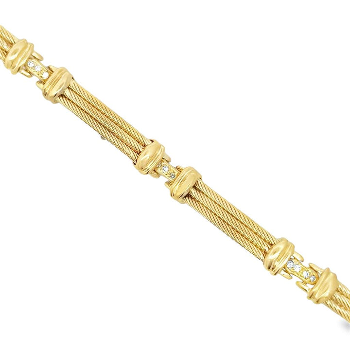 0.08 CTW Diamond 18K Yellow Gold Cable Bracelet