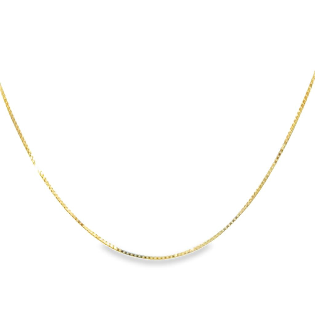 14K Yellow Gold Adjustable Box Chain Necklace – 20", 1mm