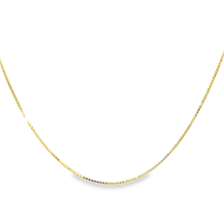 14K Yellow Gold Adjustable Box Chain Necklace – 20", 1mm
