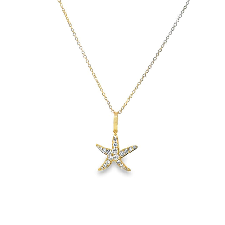 Doves 0.26 CTW Diamond 18K Yellow Gold Starfish Pendant Necklace