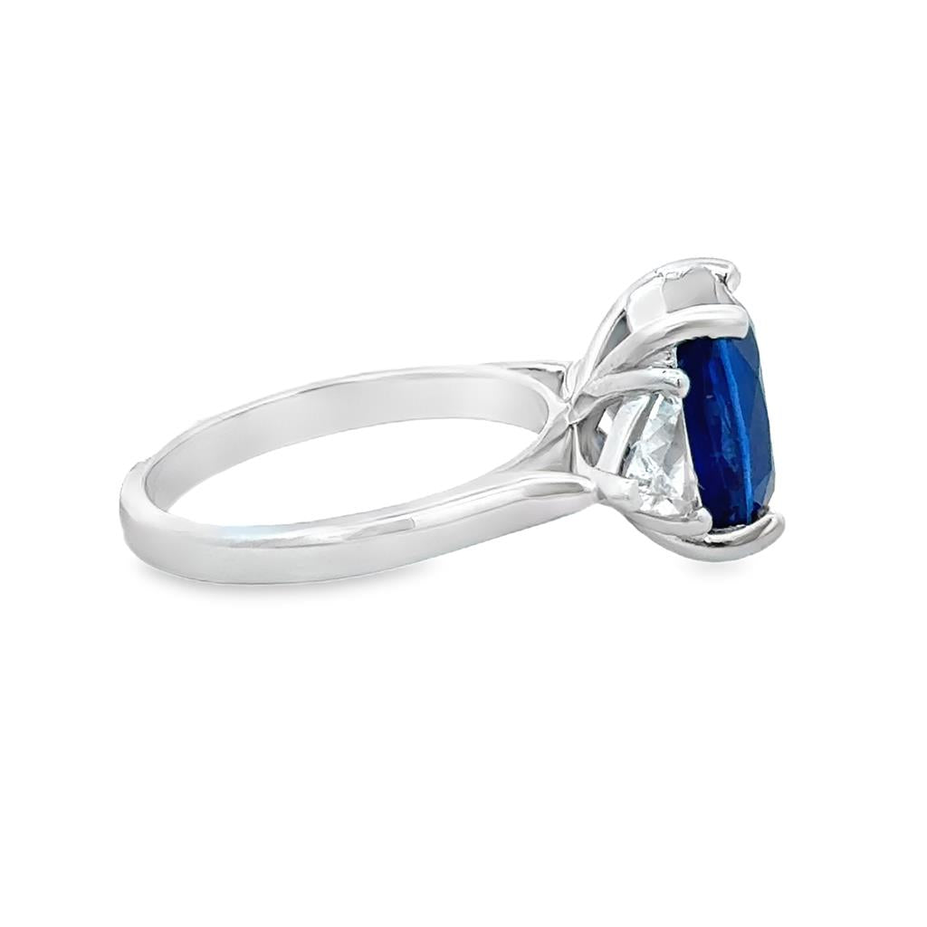 5.98 CT Sapphire & 0.60 CTW Diamond 18K White Gold Three-Stone Ring