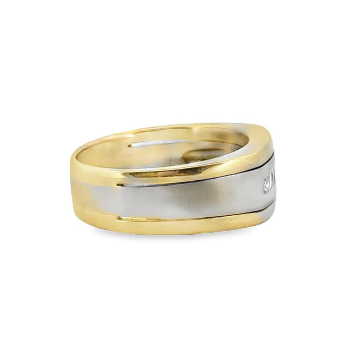 0.42 CTW Princess Cut Diamond Men's Band, 14K Two-Tone Gold