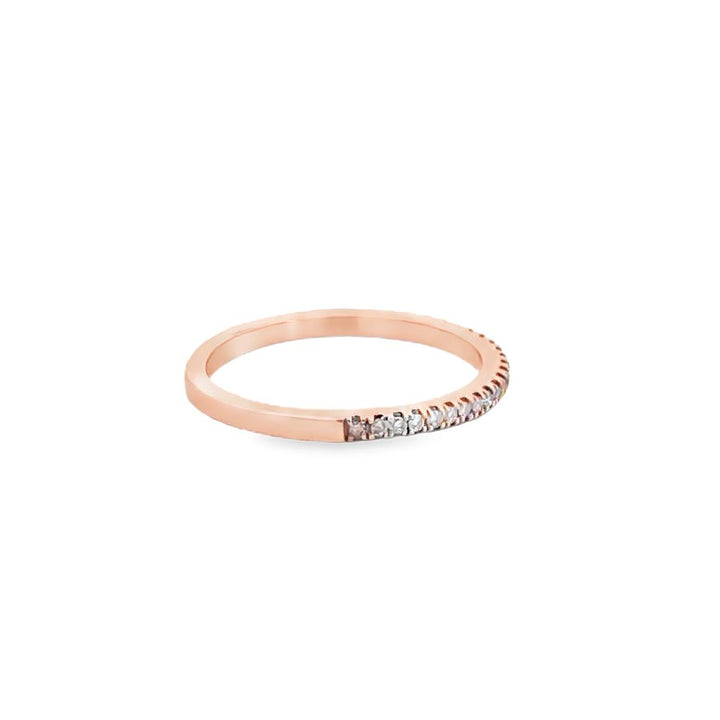 0.06 CTW Champagne Diamond Half-Eternity Band 18K Rose Gold – Size 4.5, 1mm Wide