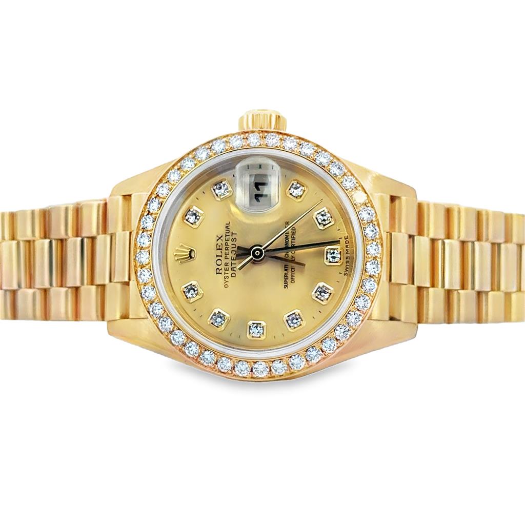 Pre-Owned 2001 Ladies Rolex President 18K Yellow Gold with Factory Diamonds