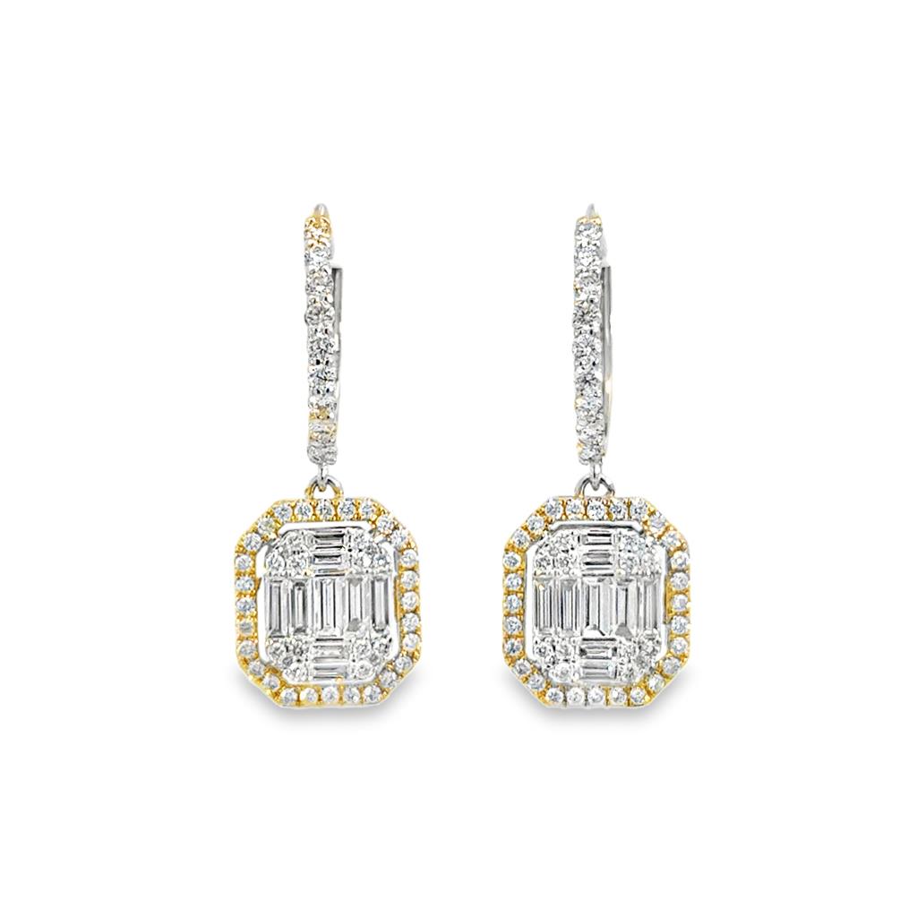 1.05 CTW Diamond 14K Two-Tone Gold Drop Earrings