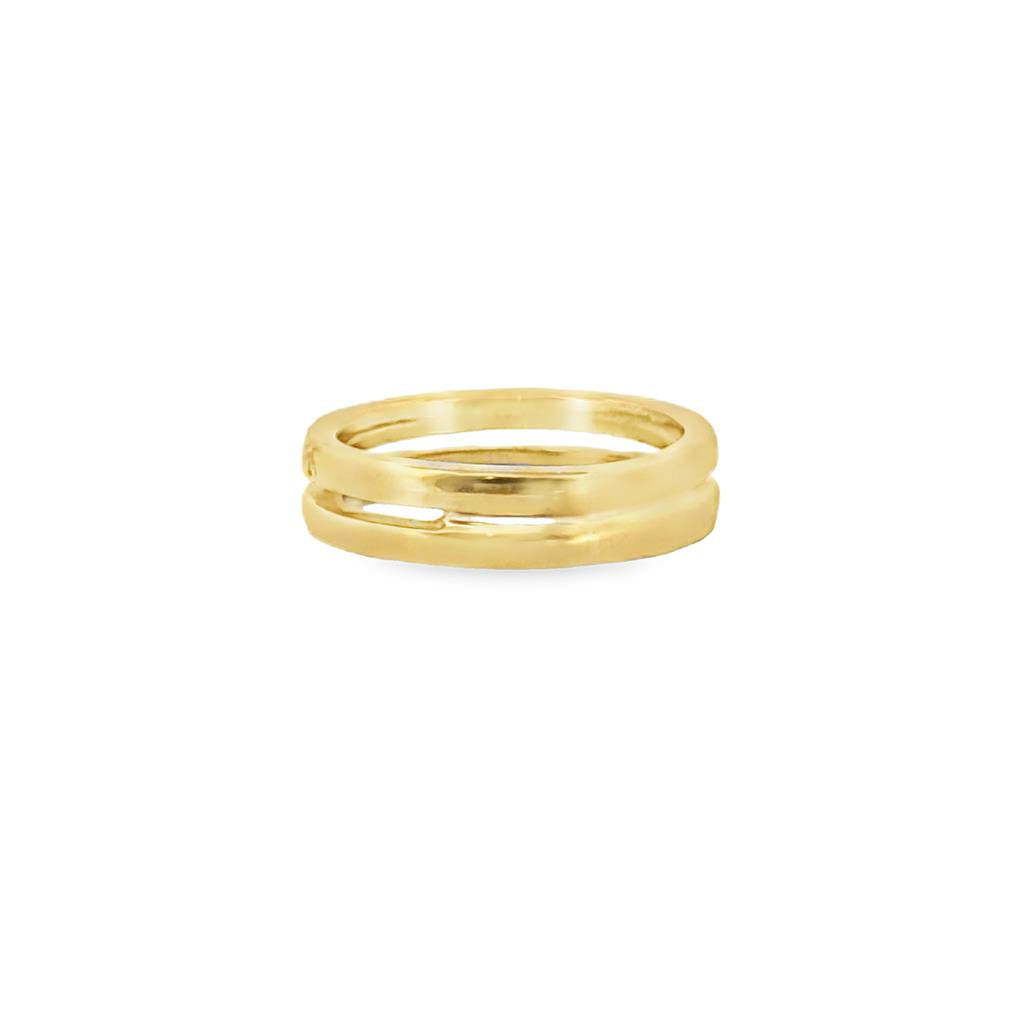 0.20 CTW Diamond Double Band Ring in 18K Yellow Gold – 4.5mm Wide