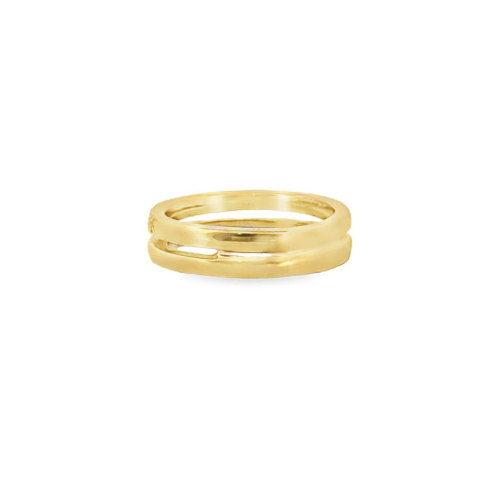 0.20 CTW Diamond Double Band Ring in 18K Yellow Gold – 4.5mm Wide
