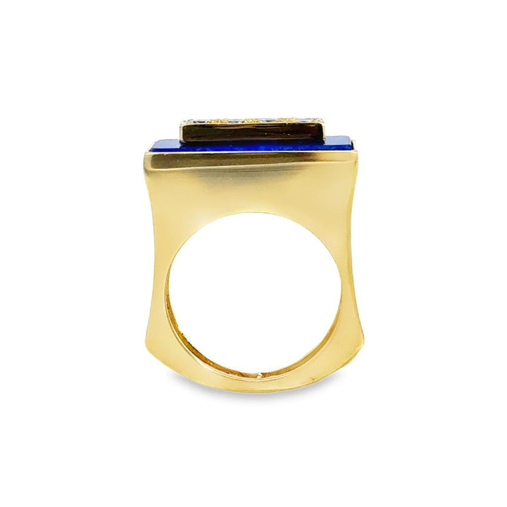 0.32 CTW Diamond & Lapis 14K Yellow Gold Men’s Square Ring