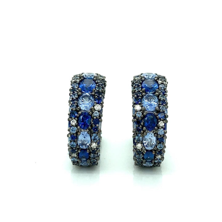 Robert Procop American Glamour 10.38 CTW Blue Sapphire 18K White Gold Clutch Earrings