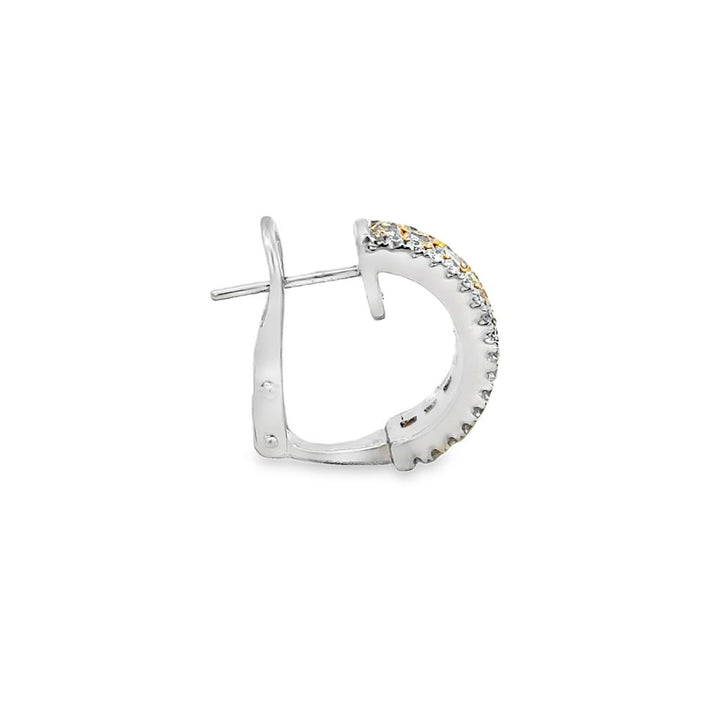 1.71 CTW Yellow Diamond & 0.57 CTW White Diamond Channel Set Earrings in 18K White Gold – 15.5mm