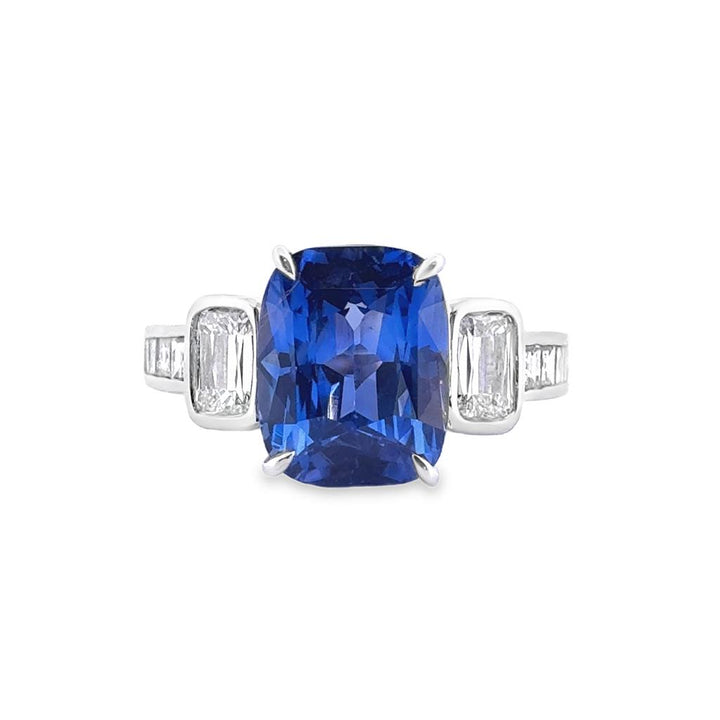 Robert Procop 6.97 CT Cushion Cut Blue Sapphire Ring with 0.82 CTW Ashoka Diamonds
