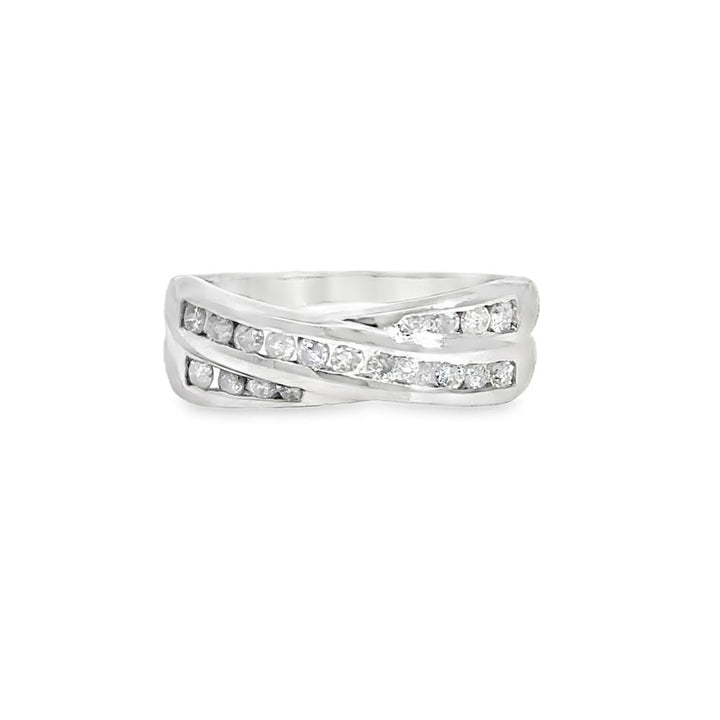 0.35 CTW Diamond 14K White Gold Multi-Row Band Ring