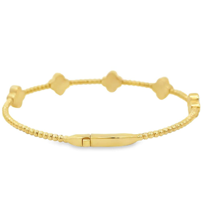 Mother of Pearl 14K Yellow Gold Flexible Ball Bracelet – 8mm Stones