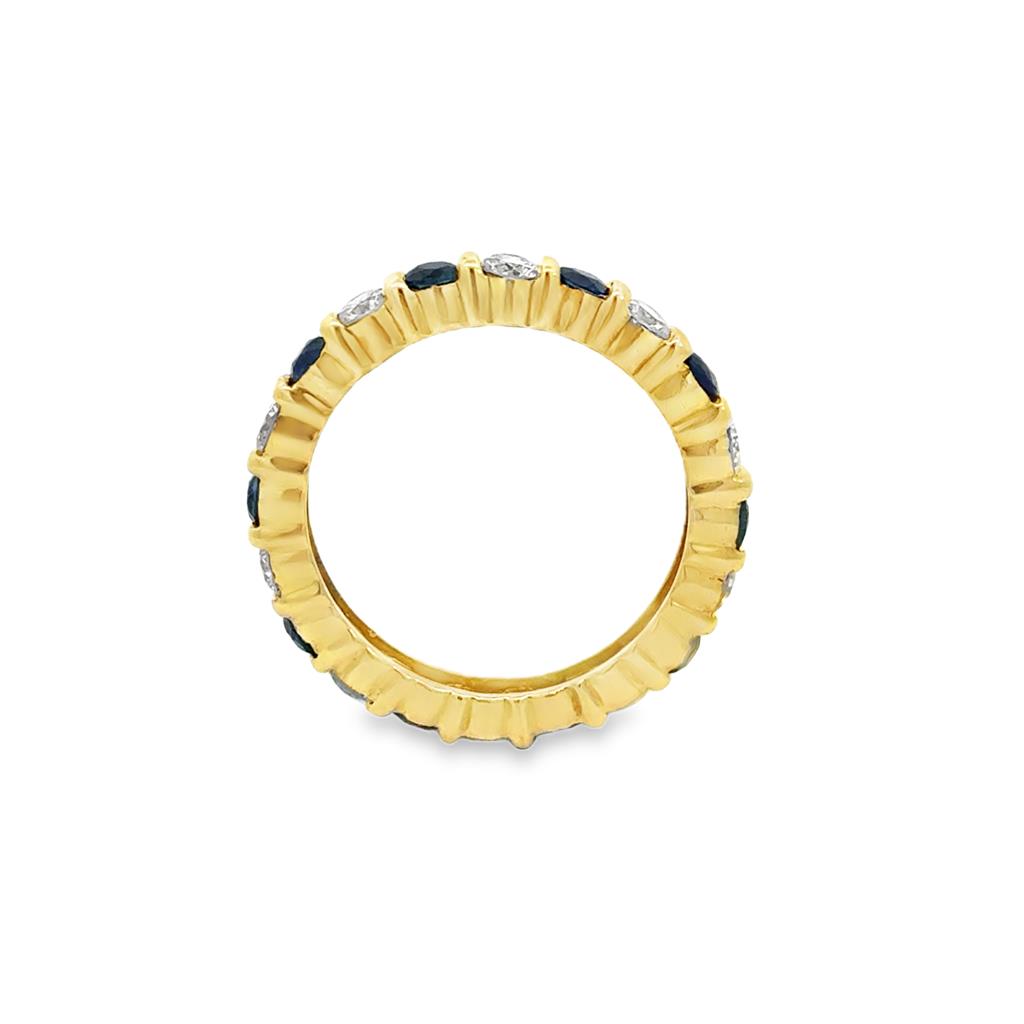 0.80 CTW Diamond & Sapphire 14K Yellow Gold Eternity Band Ring